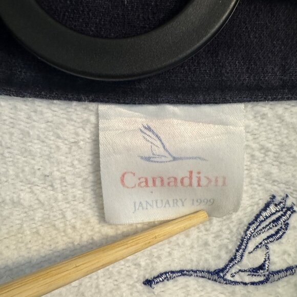 VTG 1999 Canadian Airlines Logo Crewneck Half Zip Sweatshirt Pullover Men L Fit - Picture 4 of 10